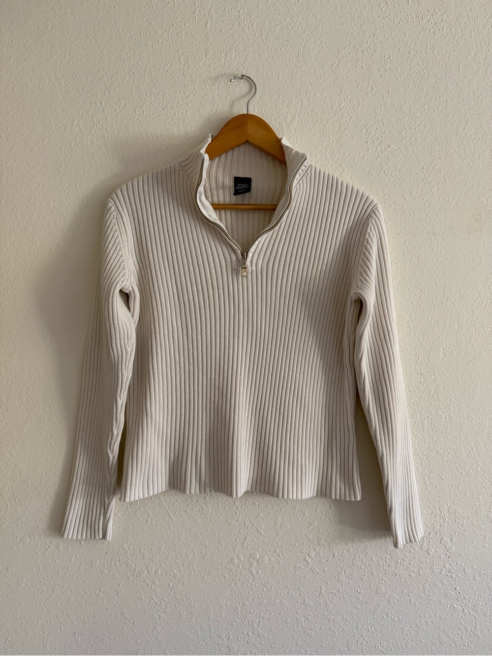 High Sierra Cream Ribbed Quarter Zip Pullover